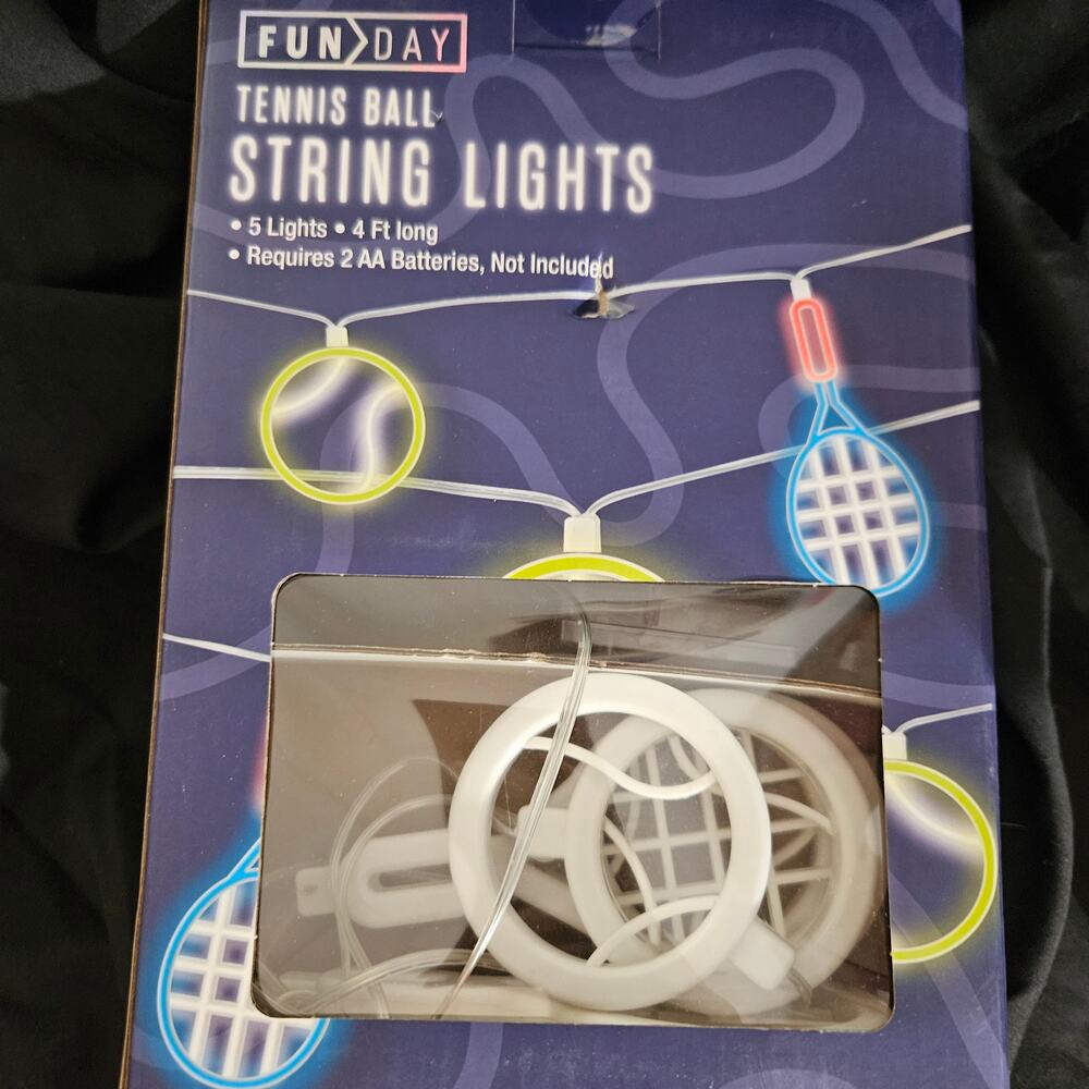 Fun Day Tennis Ball String Lights 5 Lights 4Ft long